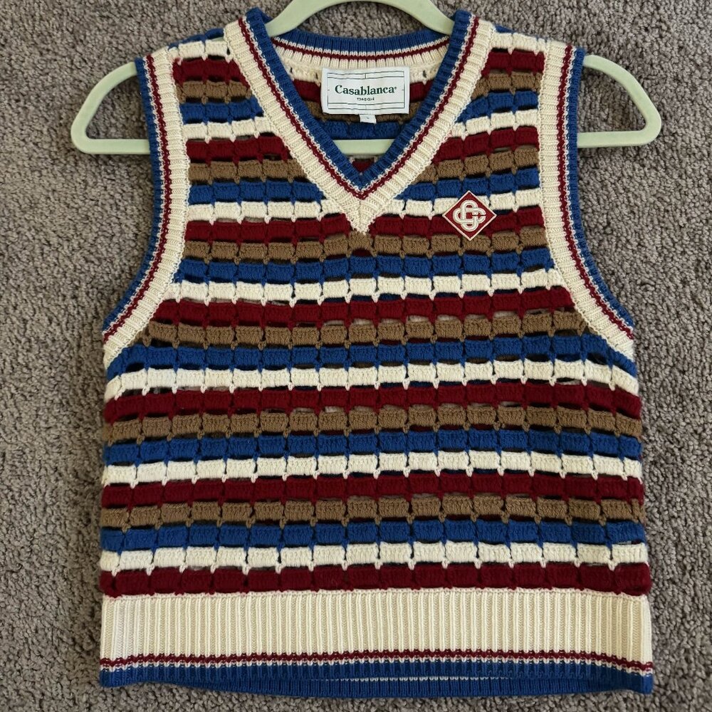 Casablanca Multi Stripe Crochet Stripe Vest Size S